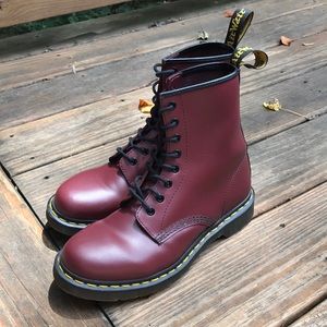 Size 9 Cherry Dr. Martens 1460 Boots